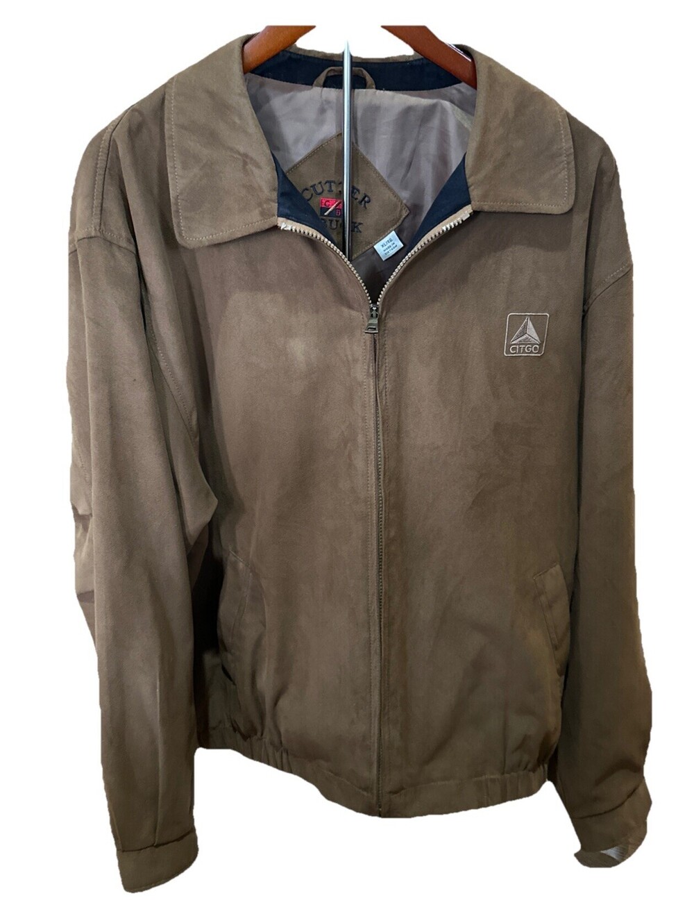 Cutter & Buck Jacket Mens XLT Brown CITGO Oil Gas Logo Full Zip Golf Jacket